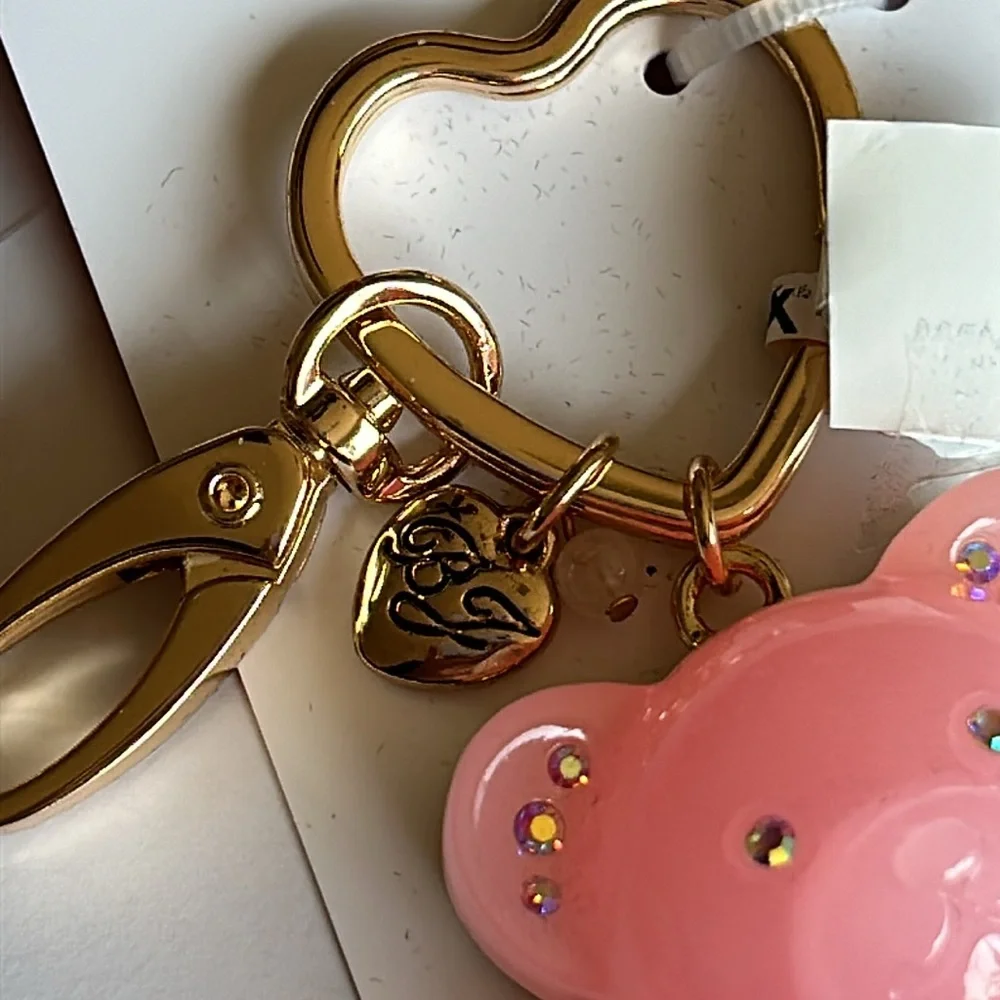 Betsey Johnson large pink gummy bear handbag charm key ring